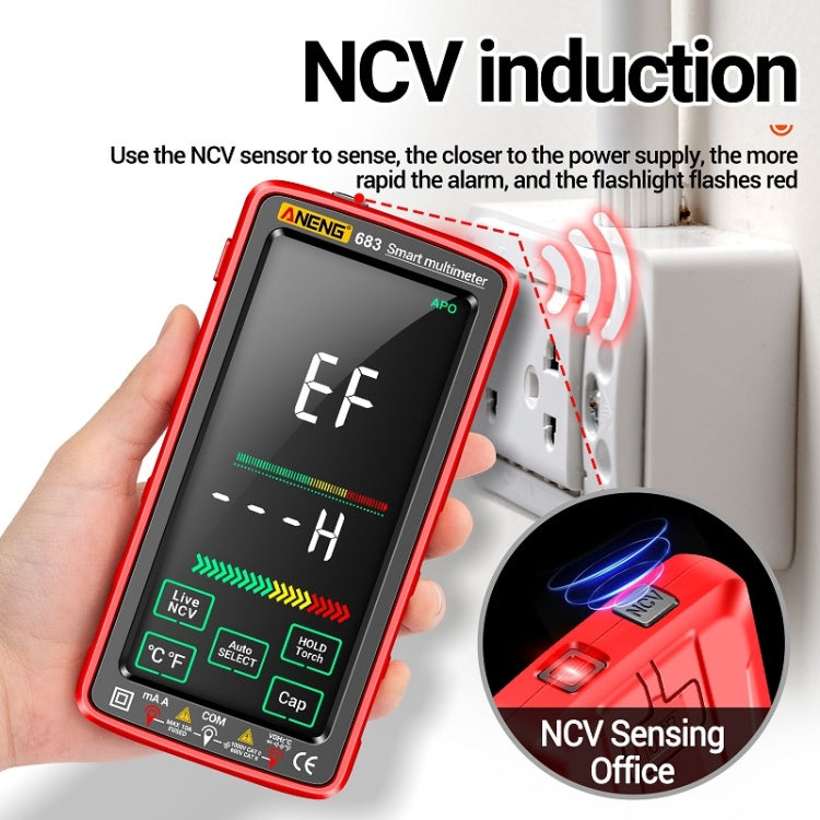 ANENG 683 Smart Touch Screen Automatic Range Rechargeable Multimeter(Black)