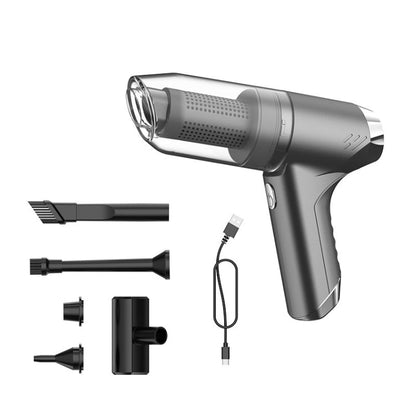 SUITU ST-6671 Aspirateur de voiture sans fil, petit portable, double usage souffleur et aspirateur, style : Gris argenté sans balais + brosse de sol