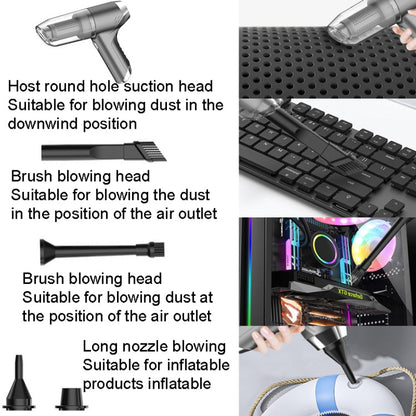 SUITU ST-6671 Wireless Car Vacuum Cleaner Small Handheld Blowing and Suction Dual Use, Style: Basic Model White+Floor Brush