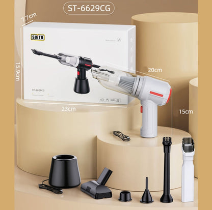 SUITU  ST-6629 3 In 1 5500pa Car Wireless Vacuum Cleaner Blowing Suction And Pumping 3 Modes White -Seat Charge