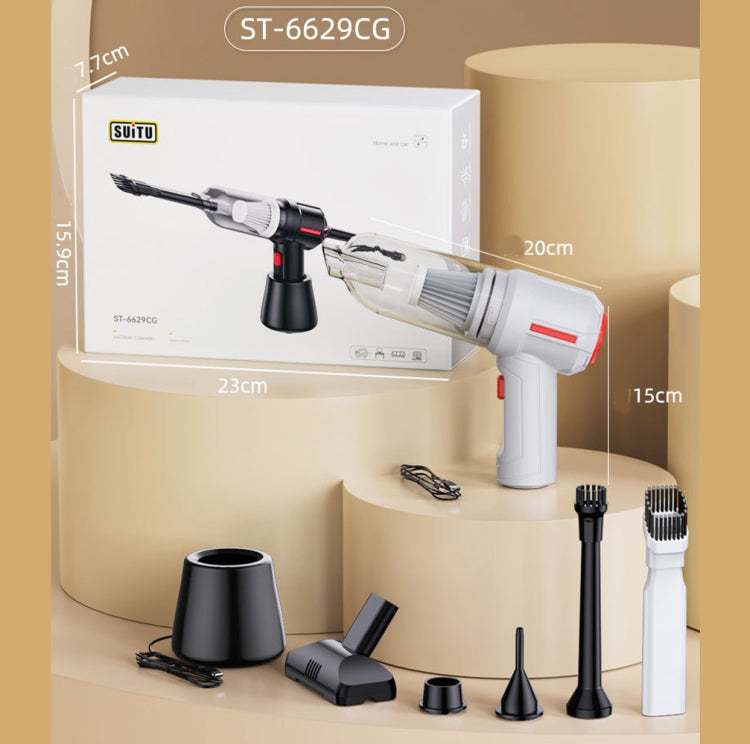 SUITU  ST-6629 3 In 1 5500pa Car Wireless Vacuum Cleaner Blowing Suction And Pumping 3 Modes Black -Seat Charge
