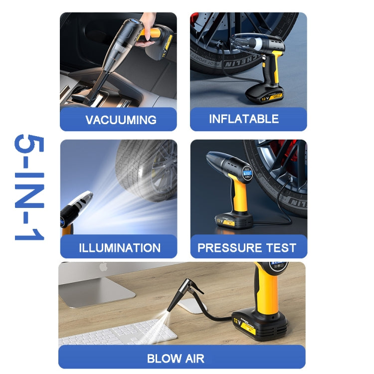 SUITU ST-6637  Wireless Model 5 In 1 60W  Double Motor Car Vacuum Cleaner With Blowing Air Pump Pressure Measuring Lighting Function
