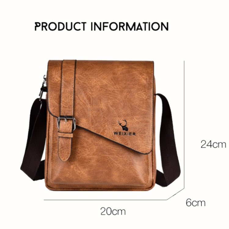 WEIXIER D266 Retro Crossbody Large Capacity Messenger Bag Shoulder Bag Tot Backpack(Light Brown)