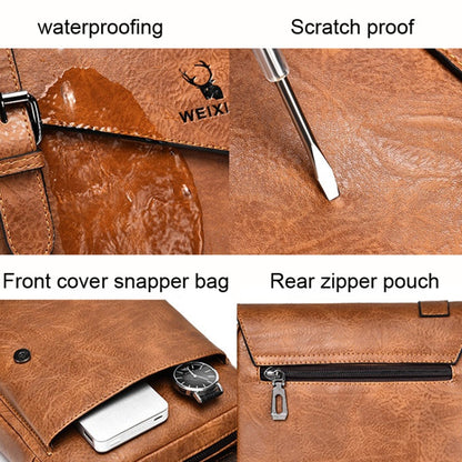 WEIXIER D266 Retro Crossbody Large Capacity Messenger Bag Shoulder Bag Tot Backpack(Light Brown)
