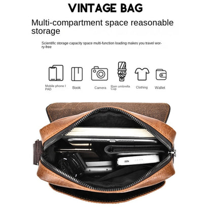 WEIXIER D266 Retro Crossbody Large Capacity Messenger Bag Shoulder Bag Tot Backpack(Light Brown)