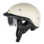 SOMAN Motorcycle Half Helmet Adjustable Helmet With Inner Mirror, Size: M(White)