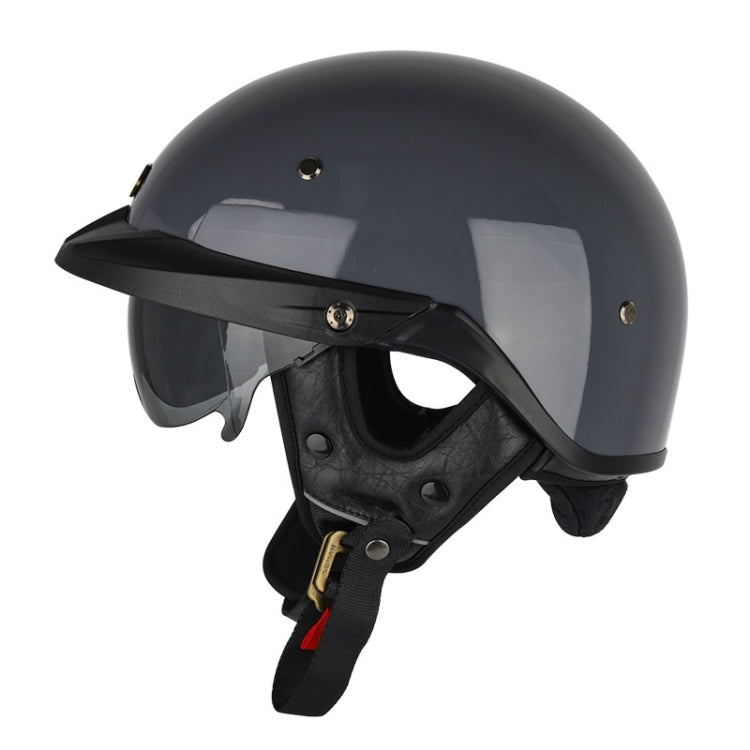 SOMAN Motorcycle Half Helmet Adjustable Helmet With Inner Mirror, Size: L(Cement Gray)