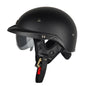 SOMAN Motorcycle Half Helmet Adjustable Helmet With Inner Mirror, Size: XL(Matt Black)