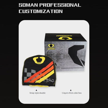 SOMAN Motorcycle Half Helmet Adjustable Helmet With Inner Mirror, Size: L(White)