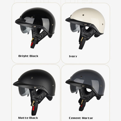 SOMAN Motorcycle Half Helmet Adjustable Helmet With Inner Mirror, Size: M(White)