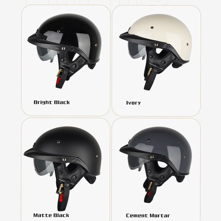 Casque Demi-Coque Moto SOMAN, Réglable, Avec Visière Intérieure, Taille : XL (Gris Ciment avec Visière Transparente)