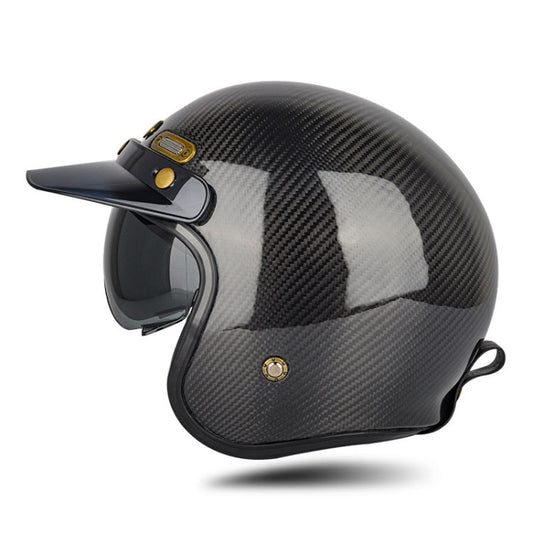 SOMAN Motorcycle Four Seasons Carbon Fiber Half Helmet, Color: Bright Carbon Fiber(S)