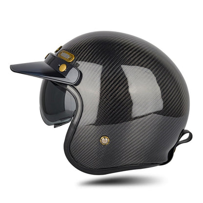 SOMAN Motorcycle Four Seasons Carbon Fiber Half Helmet, Color: Bright Carbon Fiber(M)