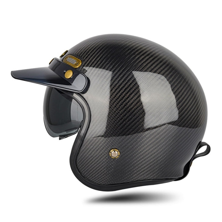 Casque de moto demi-face en fibre de carbone quatre saisons SOMAN, couleur : fibre de carbone brillante (L)