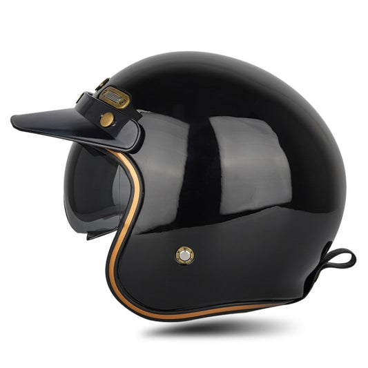 SOMAN Motorcycle Four Seasons Carbon Fiber Half Helmet, Color: FRP Bright Black(XXL)