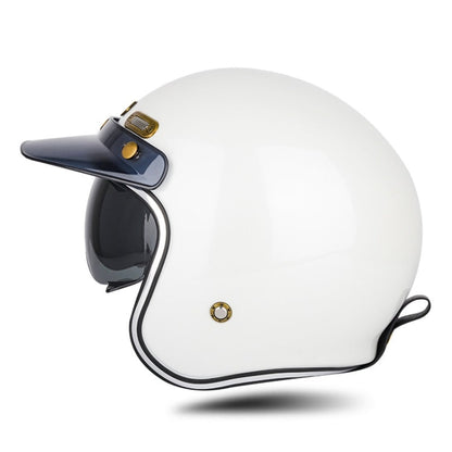 SOMAN Motorcycle Four Seasons Carbon Fiber Half Helmet, Color: FRP Pearl White(L)