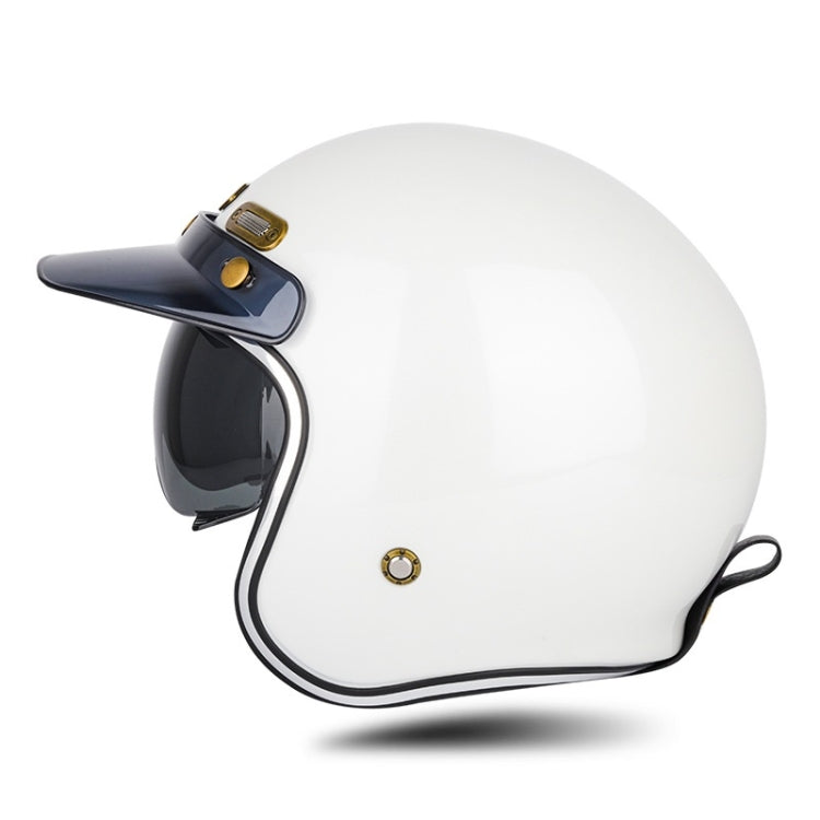 Casque demi-jet SOMAN Moto Quatre Saisons en fibre de carbone, Couleur: FRP Blanc Perle (XL)