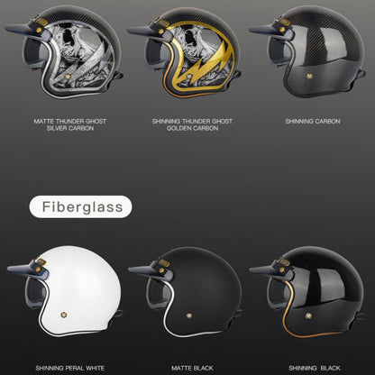 Casque demi-jet SOMAN Moto Quatre Saisons en fibre de carbone, Couleur: FRP Blanc Perle (XL)