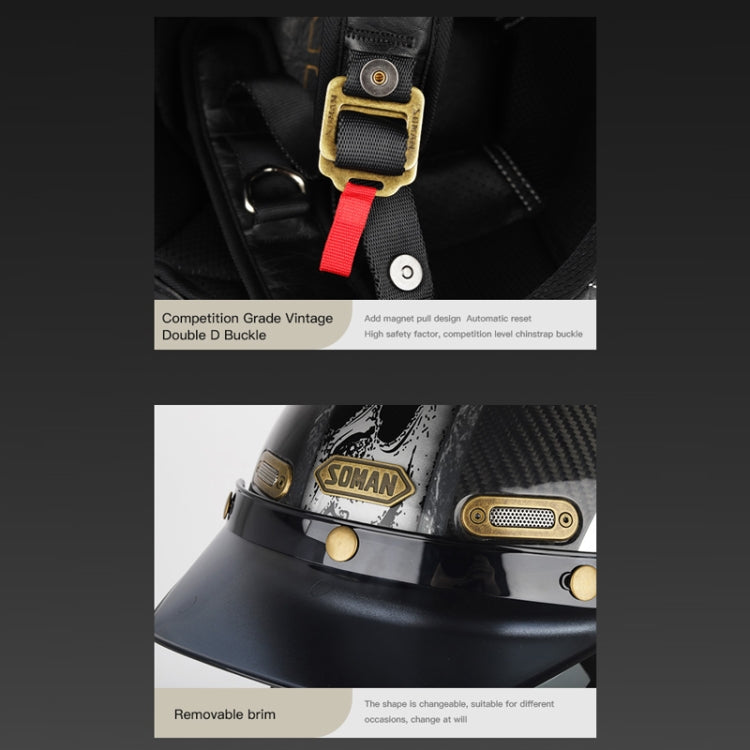SOMAN Motorcycle Four Seasons Carbon Fiber Half Helmet, Color: Carbon Fiber Silver Lightning(S)