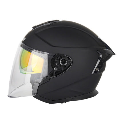 Casque de moto et vélo électrique SOMAN double écran, taille : L (noir mat)