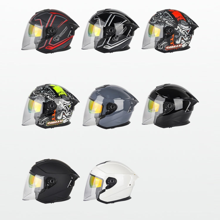Casque de moto électrique double lentille SOMAN, taille: S (arrière lumineux)