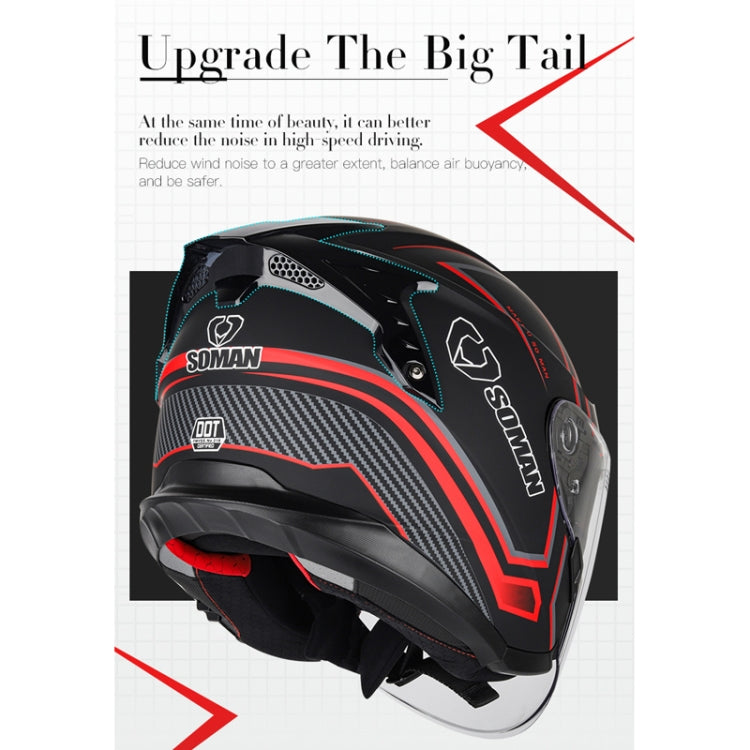 Casque de moto électrique double lentille SOMAN, taille: S (arrière lumineux)