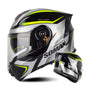 SOMAN Racing Motorcycle Double Lens Riding Safety Helmet, Size: M(Silver Gray Yellow Vision)