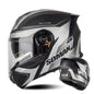 SOMAN Racing Motorcycle Double Lens Riding Safety Helmet, Size: XL(Silver Gray Black Vision)