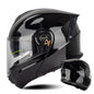 Casque de sécurité double lentille SOMAN Racing pour moto, taille : XL (noir brillant)