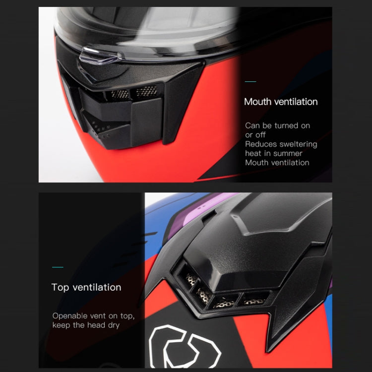 SOMAN Racing Motorcycle Double Lens Riding Safety Helmet, Size: XXL(Bright Black)