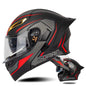 SOMAN Motorcycle Dual Lens Riding Peel-Off Full Coverage Helmet, Size: S(Black Red Track)