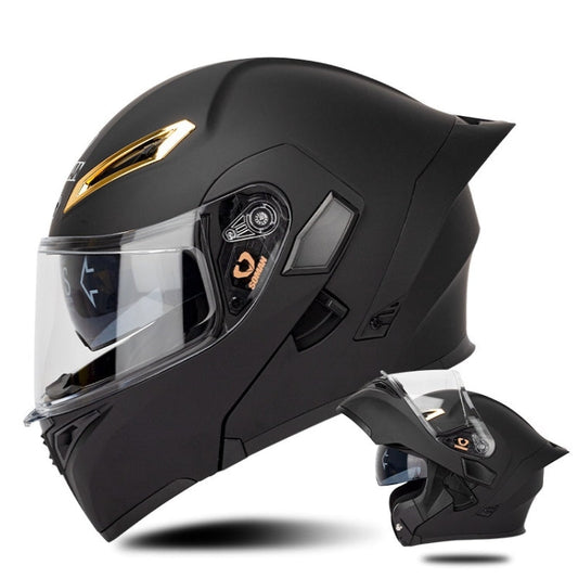 SOMAN Motorcycle Dual Lens Riding Peel-Off Full Coverage Helmet, Size: M(Matt Black)