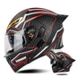 Casque de moto SOMAN à double visière amovible et couverture intégrale, Taille : L (Noir Mat Rouge)