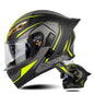 SOMAN Motorcycle Dual Lens Riding Peel-Off Full Coverage Helmet, Size: L(Black Yellow Track)