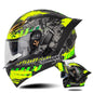 SOMAN Motorcycle Dual Lens Riding Peel-Off Full Coverage Helmet, Size: L(Black Fluorescent Yellow Spark)