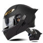 SOMAN Motorcycle Dual Lens Riding Peel-Off Full Coverage Helmet, Size: L(Matt Black)