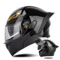 SOMAN Motorcycle Dual Lens Riding Peel-Off Full Coverage Helmet, Size: L(Bright Black)