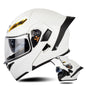 SOMAN Motorcycle Dual Lens Riding Peel-Off Full Coverage Helmet, Size: XL(Pearl White)