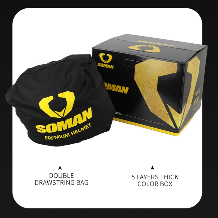 SOMAN Motorcycle Dual Lens Riding Peel-Off Full Coverage Helmet, Size: M(Black Gray Track)