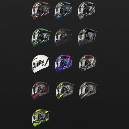 SOMAN Motorcycle Dual Lens Riding Peel-Off Full Coverage Helmet, Size: L(Bright Black)