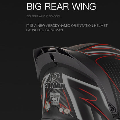 SOMAN Motorcycle Dual Lens Riding Peel-Off Full Coverage Helmet, Size: M(Black Yellow Track)