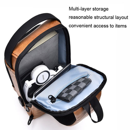 WEIXIER X318 Single Shoulder Crossbody Male Waterproof Anti-Theft Small Backpack(Light Brown)