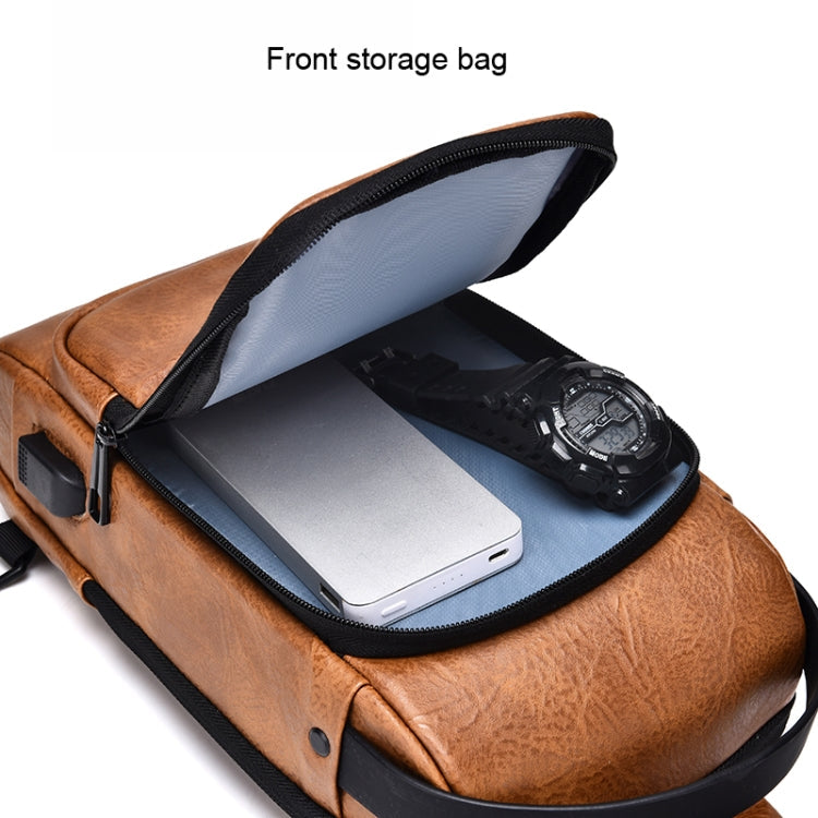 WEIXIER X318 Single Shoulder Crossbody Male Waterproof Anti-Theft Small Backpack(Light Brown)