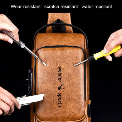 WEIXIER X318 Single Shoulder Crossbody Male Waterproof Anti-Theft Small Backpack(Light Brown)