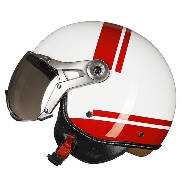 Casque demi-couvre-chef GXT pour véhicule électrique, casque rétro toutes saisons, taille : M (rayures rouges et blanches peintes)
