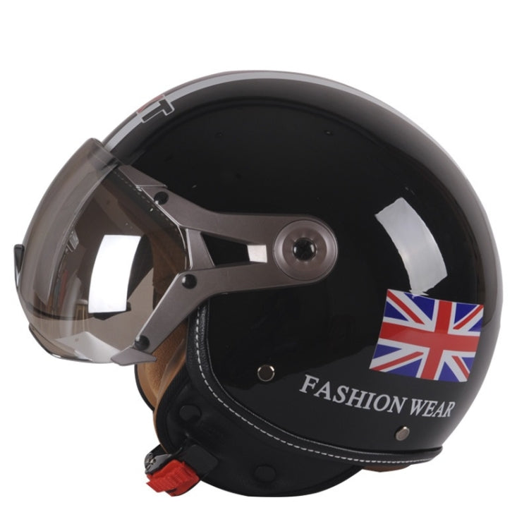 Casque de vélo électrique GXT demi-couverture toutes saisons rétro, taille : L (fleur noir brillant)