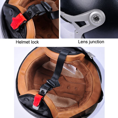 GXT Electric Vehicle Half Cover Helmet Four Seasons Retro Helmet, Size: M(Bright Black Flower)
