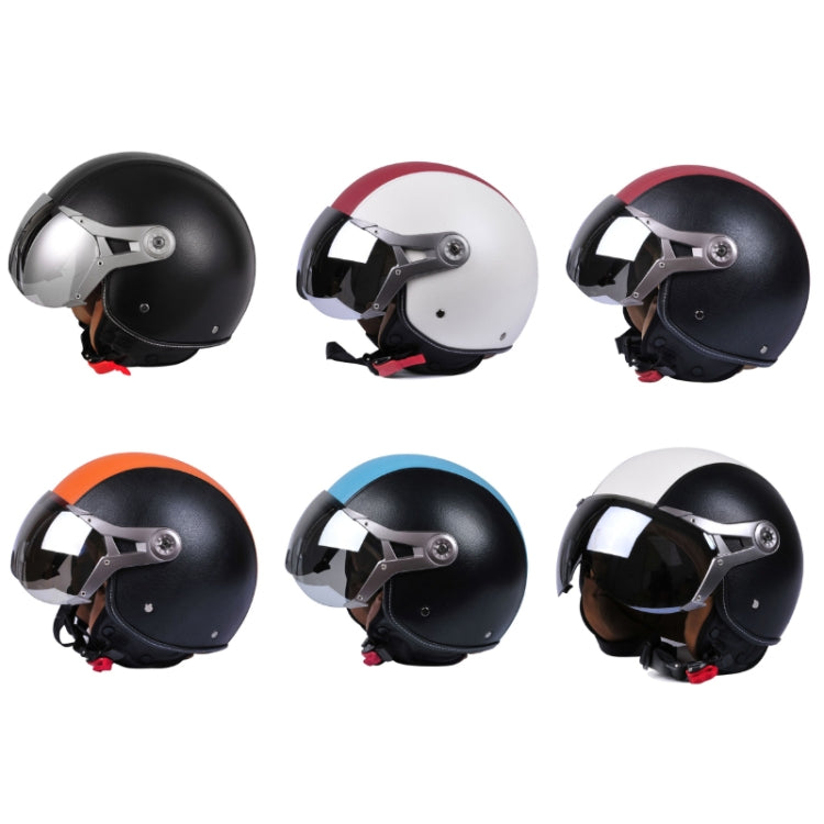 GXT Electric Vehicle Half Cover Four Seasons Retro Helmet, Size: L(Black Red)