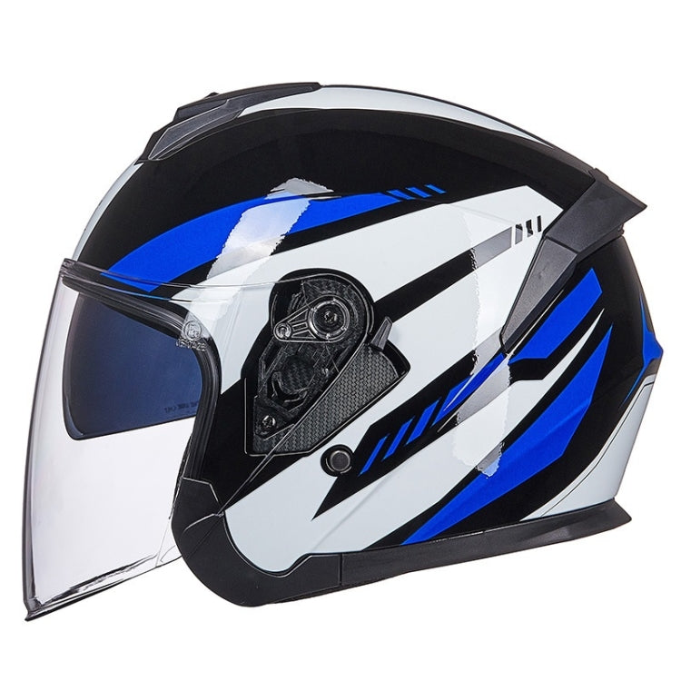 GXT Electric Vehicle Four Seasons Sun Protection & Windshield Double Lens Helmet, Size: M(Bright Black Blue)
