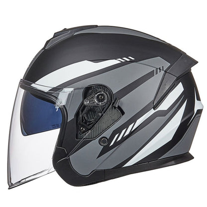 Casque GXT pour véhicule électrique, double lentille, protection solaire et pare-brise quatre saisons, taille : L (noir mat et gris)